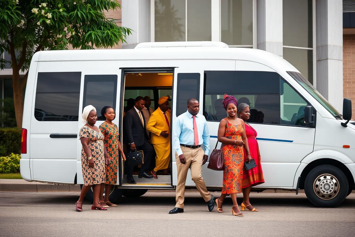 Church group boarding shuttle